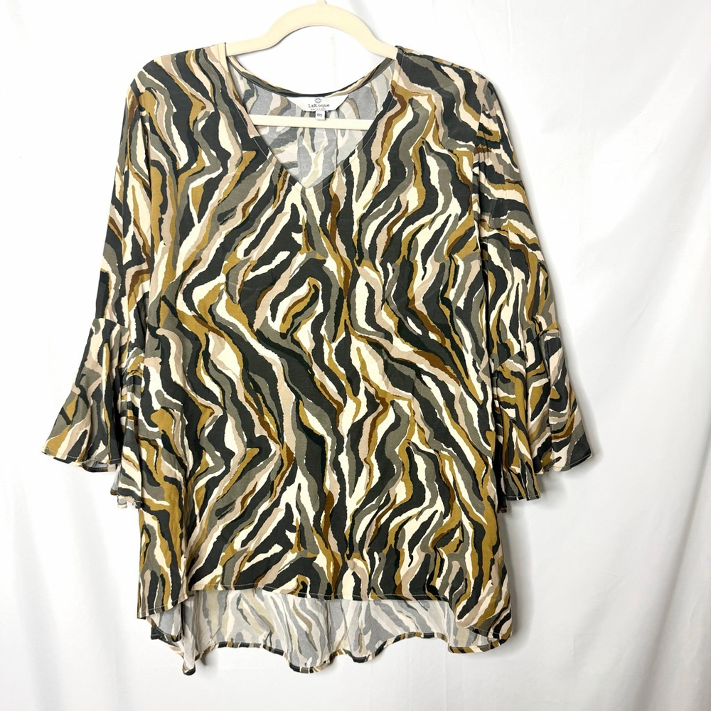 Women's LaRoque Original Multicolor Print Tunic OS Brown Black
